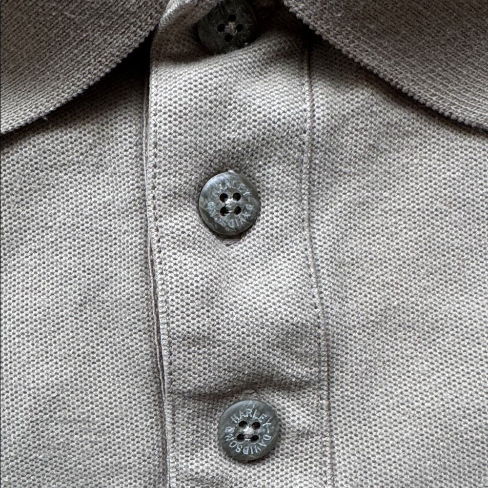 Harley Davidson Men’s Polo Long Sleeve Shirt 2XL Tan Brown Motorcycle Collared - Picture 5 of 12